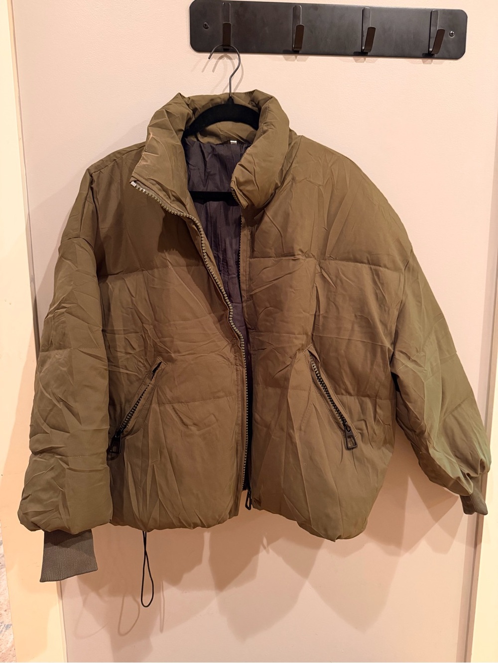 Viral Amazon Oversized Puffer Jacket Women’s M Olive Green Warm Winter Coat